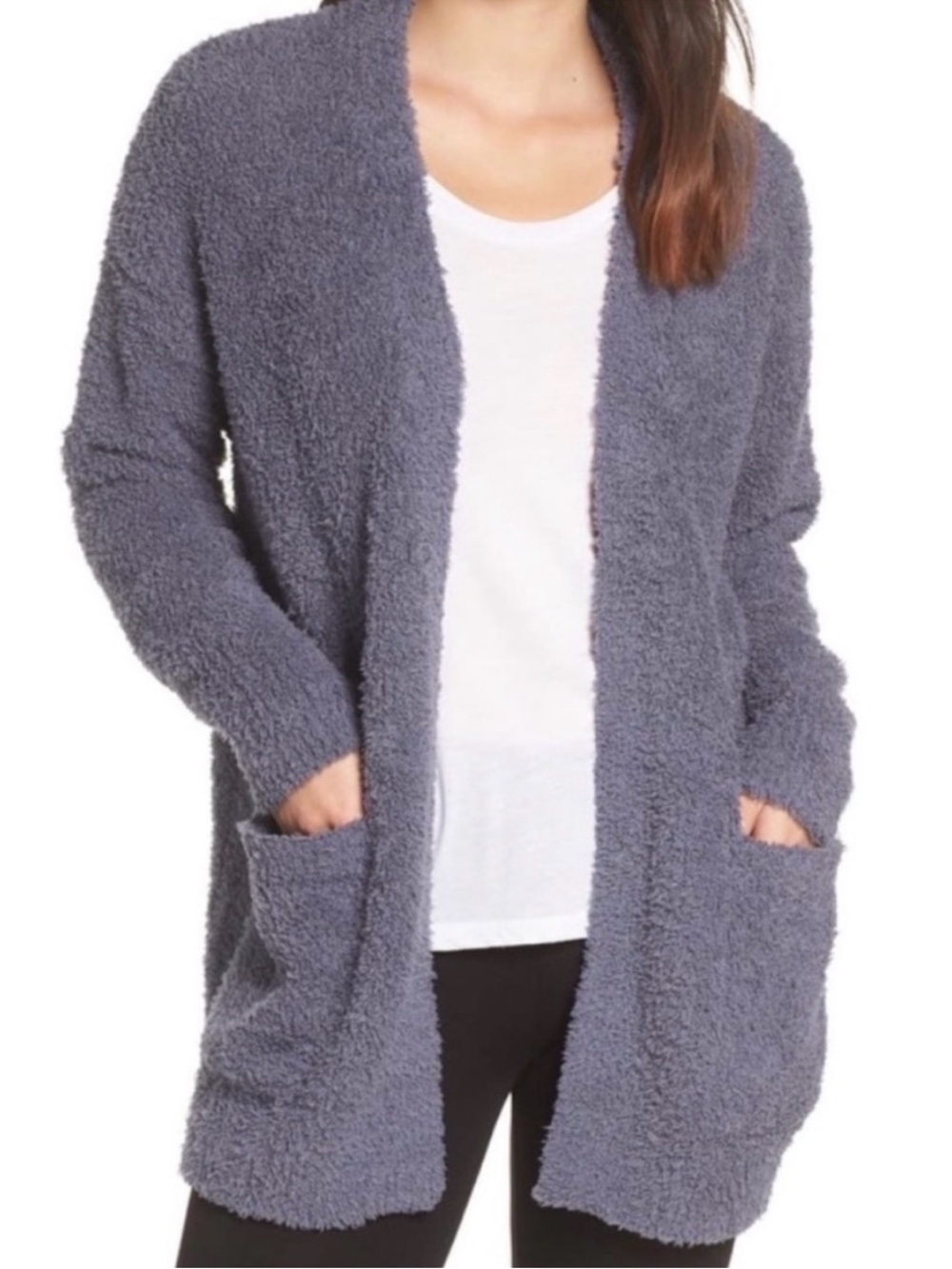 XL Barefoot Dreams Cozy Chic Teddy Sherpa Oversized Lavender Blue Cardigan